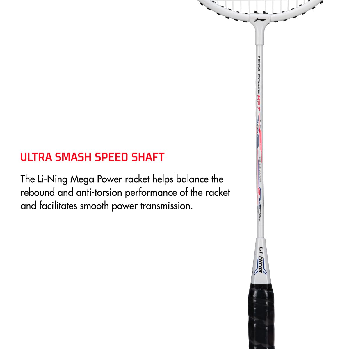Li-Ning Aluminum Mega Power 7 Strung Badminton Racket with Free